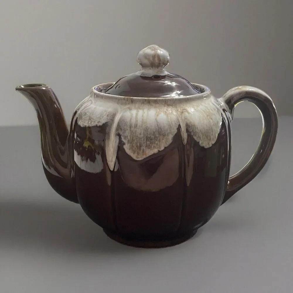 Vintage ✨Brown Tea Pot W/ Lid Drip Glaze Korea Fall Autumn Decor Cottagecore‎